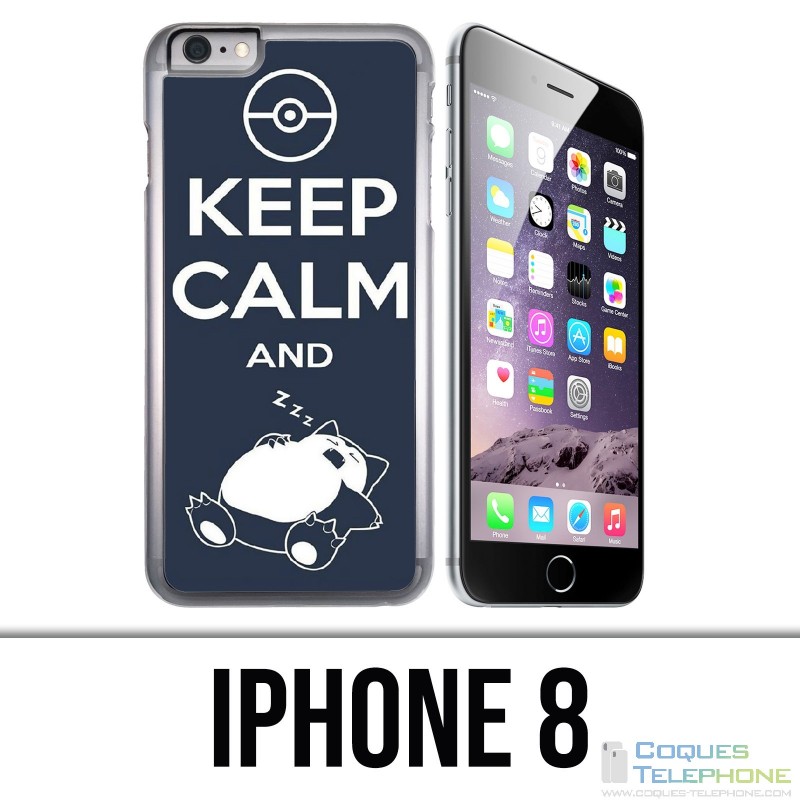 Coque iPhone 8 - Pokémon Ronflex Keep Calm