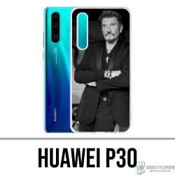 Custodia per Huawei P30 - Johnny Hallyday nero bianco