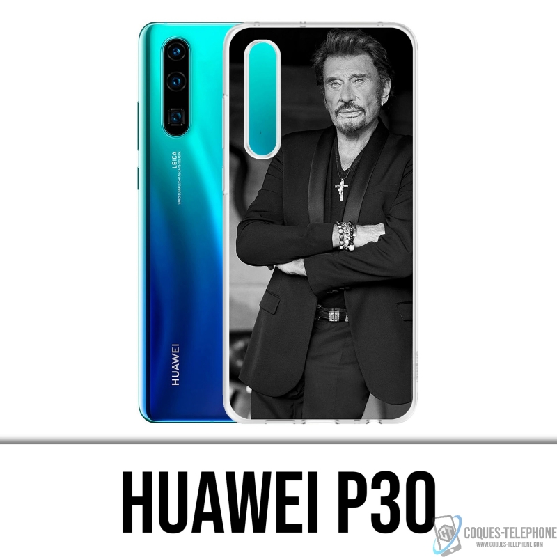 Coque Huawei P30 - Johnny Hallyday Noir Blanc
