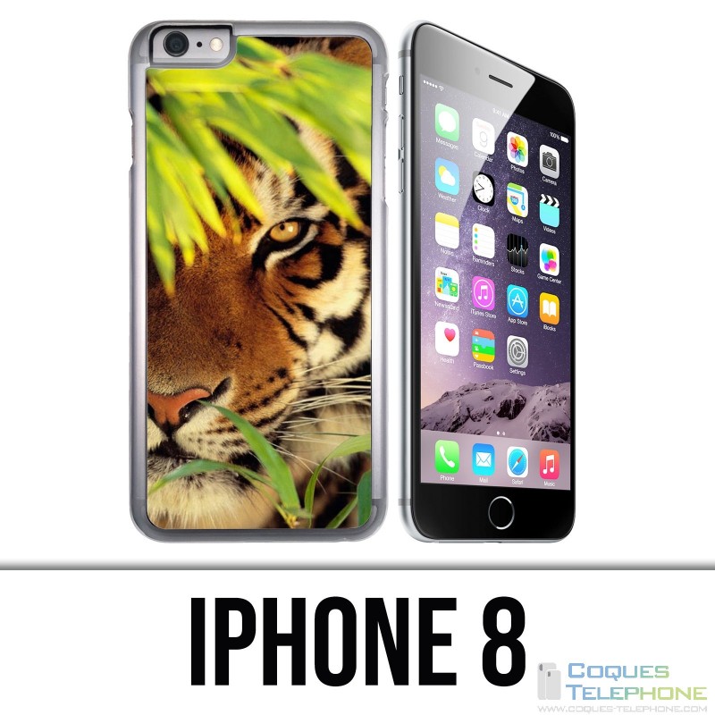 Coque iPhone 8 - Tigre Feuilles