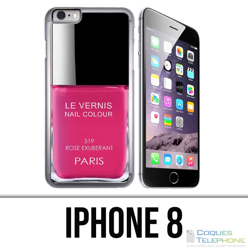 Coque iPhone 8 - Vernis Paris Rose