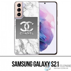 Coque Samsung Galaxy S21 - Chanel Marbre Blanc
