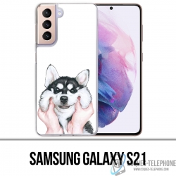 Coque Samsung Galaxy S21 - Chien Husky Joues
