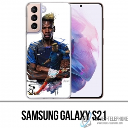 Funda Samsung Galaxy S21 - Dibujo de Pogba de fútbol de Francia