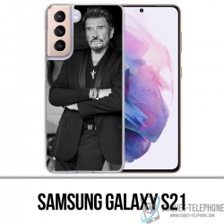 Funda Samsung Galaxy S21 - Johnny Hallyday Negro Blanco
