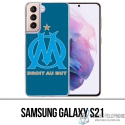 Funda Samsung Galaxy S21 - Logotipo Om Marseille con fondo azul grande