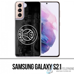 Coque Samsung Galaxy S21 - Logo Psg Fond Black