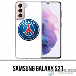 Coque Samsung Galaxy S21 - Logo Psg Fond Blanc