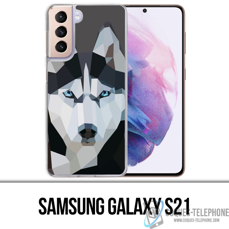 Coque Samsung Galaxy S21 - Loup Husky Origami
