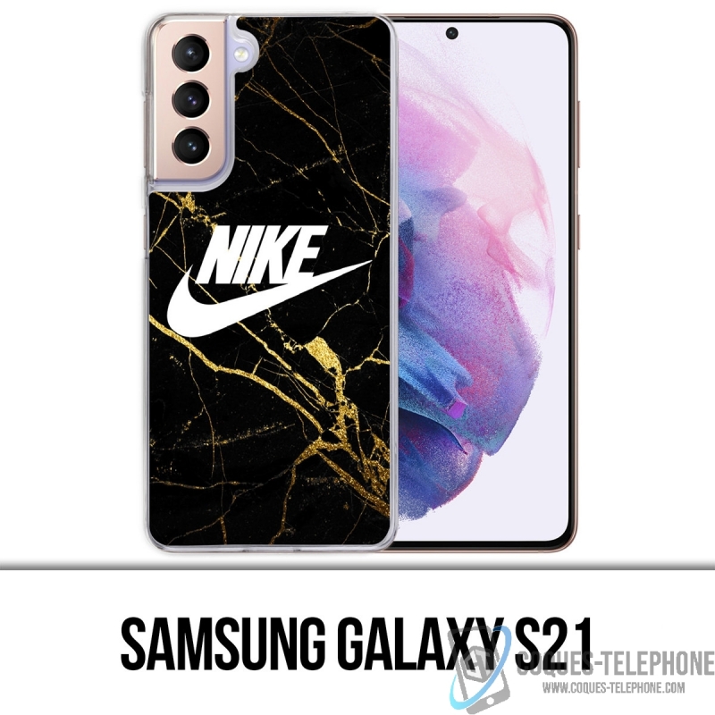 Samsung Galaxy S21 Case - Nike Logo Gold Marmor