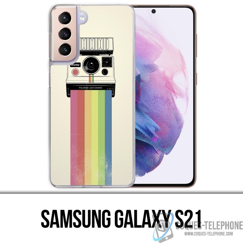 Coque Samsung Galaxy S21 - Polaroid Arc En Ciel Rainbow