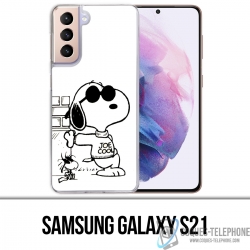 Coque Samsung Galaxy S21 - Snoopy Noir Blanc