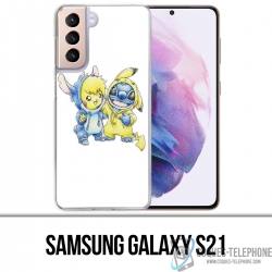 Coque Samsung Galaxy S21 - Stitch Pikachu Bébé