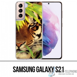 Coque Samsung Galaxy S21 - Tigre Feuilles