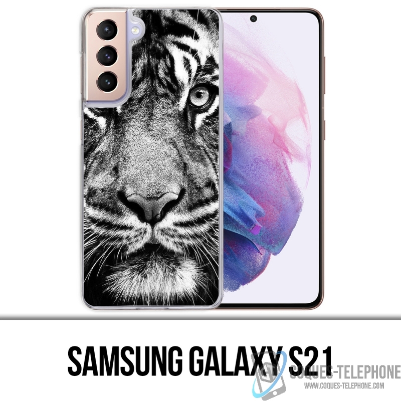 Custodia per Samsung Galaxy S21 - Tigre in bianco e nero