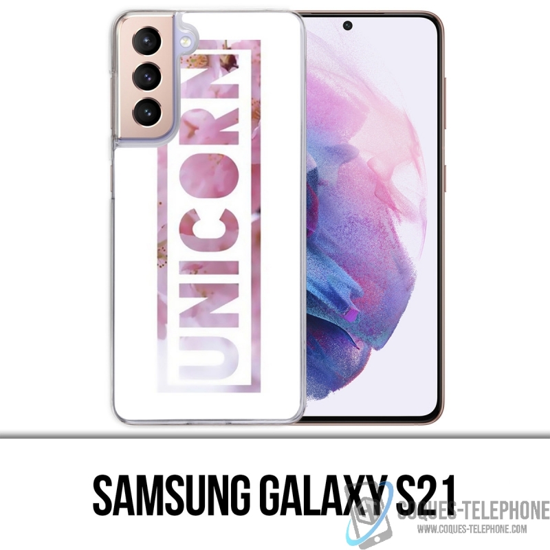 Custodia per Samsung Galaxy S21 - Unicorno Fiori Unicorno