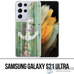 Coque Samsung Galaxy S21 Ultra - Ancre Marine Bois