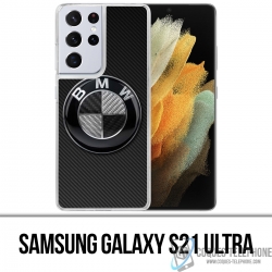 Coque Samsung Galaxy S21 Ultra - Bmw Logo Carbone