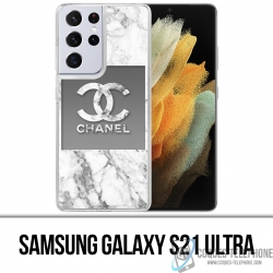 Coque Samsung Galaxy S21 Ultra - Chanel Marbre Blanc