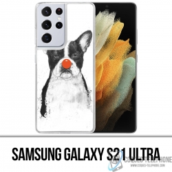 Coque Samsung Galaxy S21 Ultra - Chien Bouledogue Clown