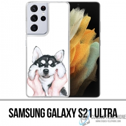Coque Samsung Galaxy S21 Ultra - Chien Husky Joues
