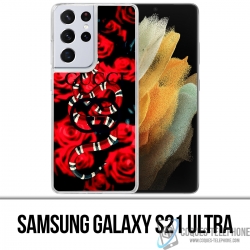 Custodia per Samsung Galaxy S21 Ultra - Gucci Snake Roses