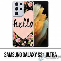 Coque Samsung Galaxy S21 Ultra - Hello Coeur Rose