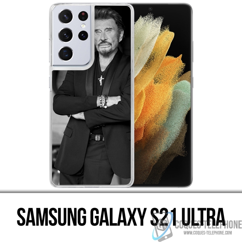 Samsung Galaxy S21 Ultra Case - Johnny Hallyday Black White