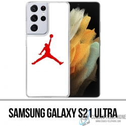 Coque Samsung Galaxy S21 Ultra - Jordan Basketball Logo Blanc