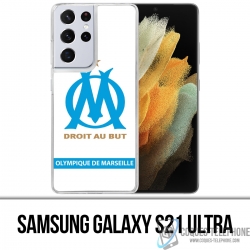 Coque Samsung Galaxy S21 Ultra - Logo Om Marseille Blanc