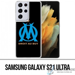 Coque Samsung Galaxy S21 Ultra - Logo Om Marseille Noir