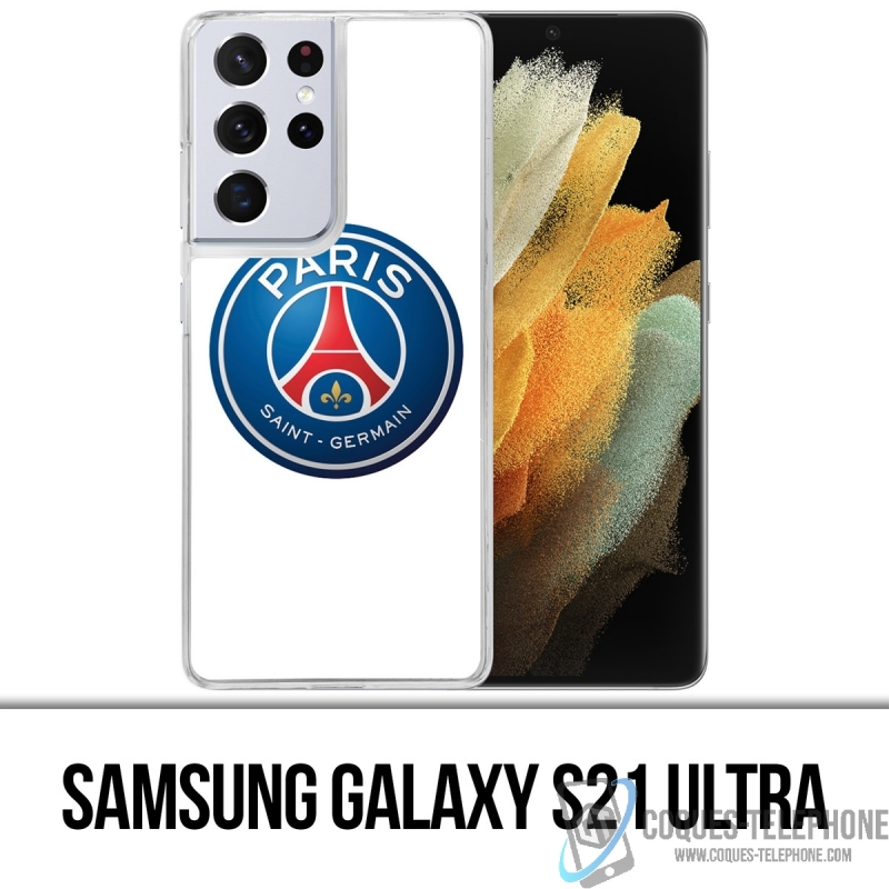 Coque Samsung Galaxy S21 Ultra - Logo Psg Fond Blanc
