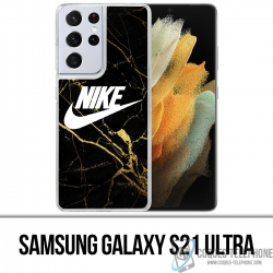 Custodia per Samsung Galaxy S21 Ultra - Logo Nike in marmo color oro