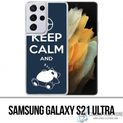 Funda Samsung Galaxy S21 Ultra - Pokémon Snorlax Keep Calm