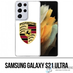 Custodia per Samsung Galaxy S21 Ultra - Logo Porsche bianco