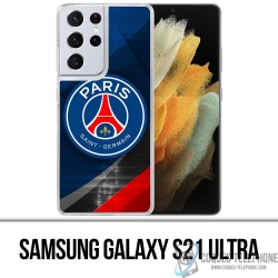 Custodia per Samsung Galaxy S21 Ultra - Psg Logo in metallo cromato