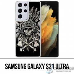 Funda Samsung Galaxy S21 Ultra - Plumas de cabeza de calavera