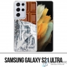 Coque Samsung Galaxy S21 Ultra - Tablette Chocolat Alu