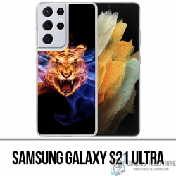 Coque Samsung Galaxy S21 Ultra - Tigre Flammes