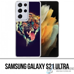 Coque Samsung Galaxy S21 Ultra - Tigre Peinture