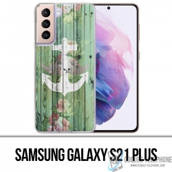Samsung Galaxy S21 Plus Case - Anchor Navy Wood