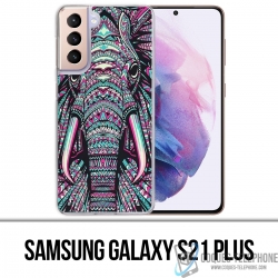 Custodia per Samsung Galaxy S21 Plus - Elefante azteco colorato