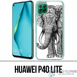 Huawei P40 Lite Case - Aztec Elephant Black And White
