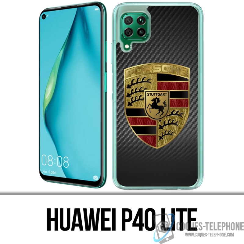 Huawei P40 Lite Case - Porsche Logo Carbon