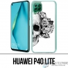 Huawei P40 Lite Case - Skull Head Roses Black White