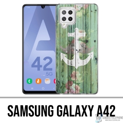 Funda para Samsung Galaxy A42 - Madera azul marino ancla