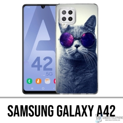 Coque Samsung Galaxy A42 - Chat Lunettes Galaxie