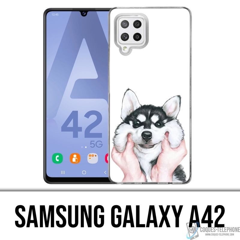 Coque Samsung Galaxy A42 - Chien Husky Joues