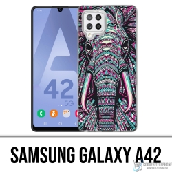 Funda Samsung Galaxy A42 - Elefante azteca de colores