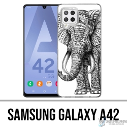 Samsung Galaxy A42 Case - Aztec Elephant Black And White